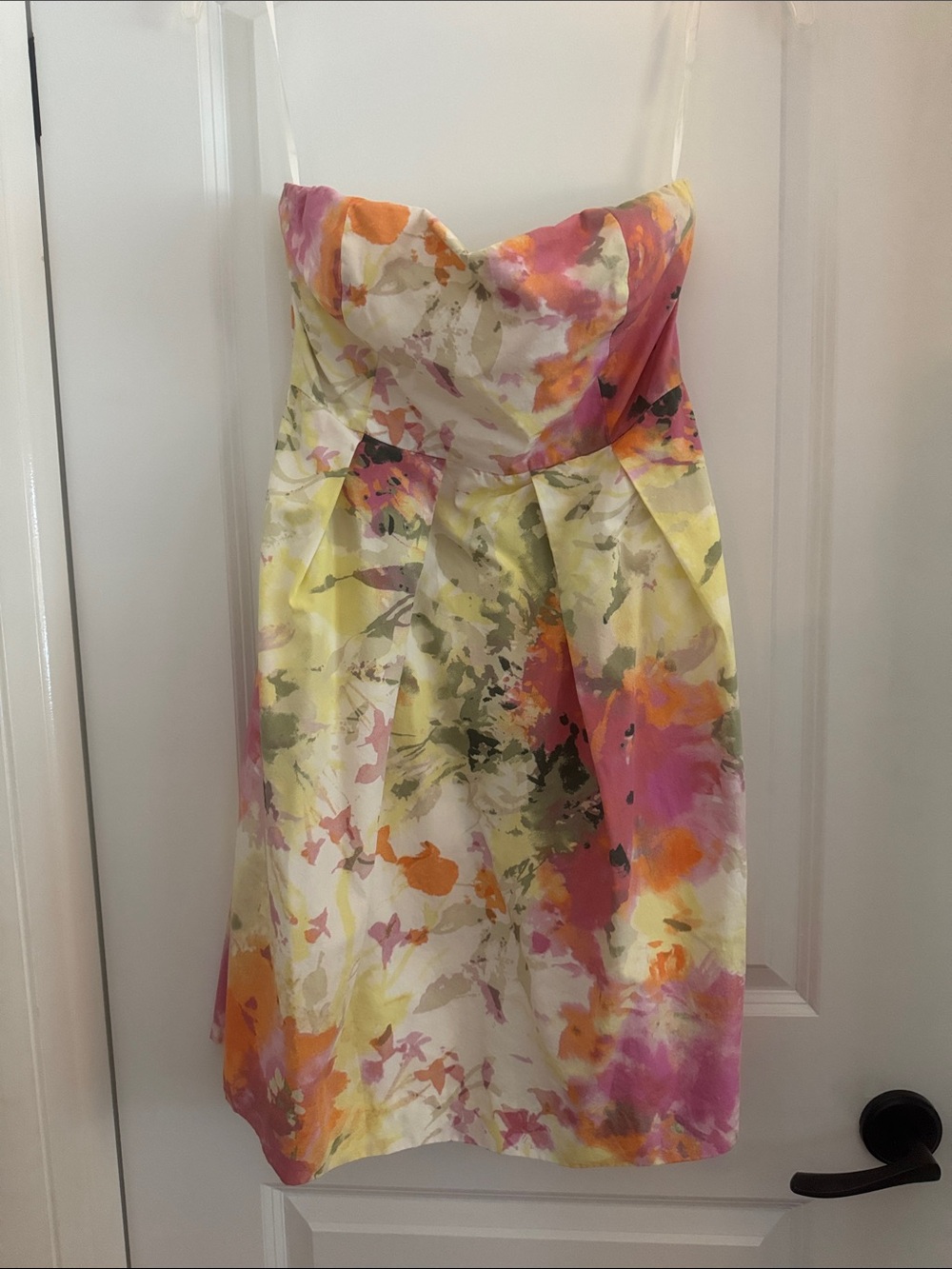 J. Crew Strapless Floral Cocktail Dress in Pink, Yellow, Orange
